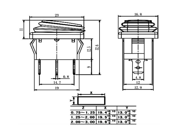 SB008   ( IP65) on-off 13x19.2mm