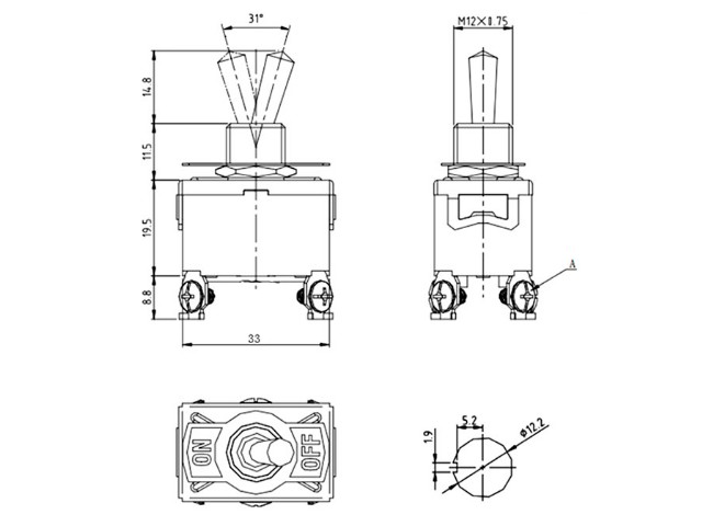  E-TEN1221 off-on 15A 250V AC